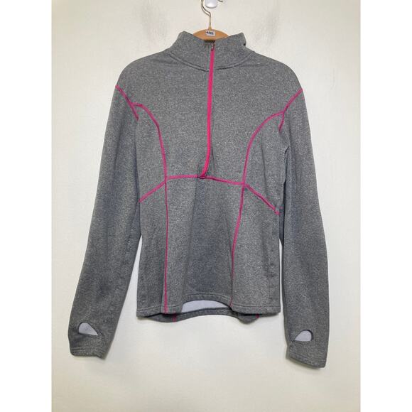 Obermeyer Gray with Pink Detailing Long Sleeve Athletic Pullover Sz M - Picture 1 of 2
